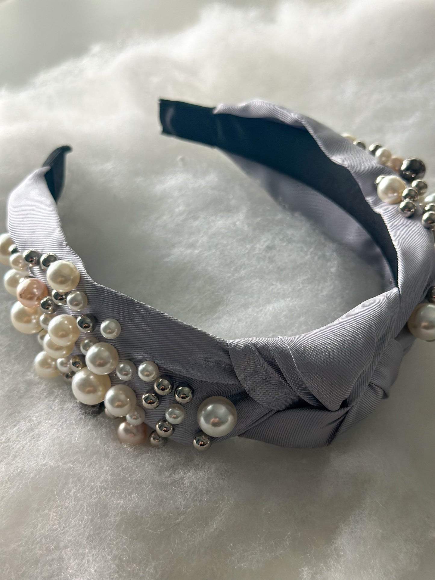 Piper Pearl Knot Headband "Gray-ish"