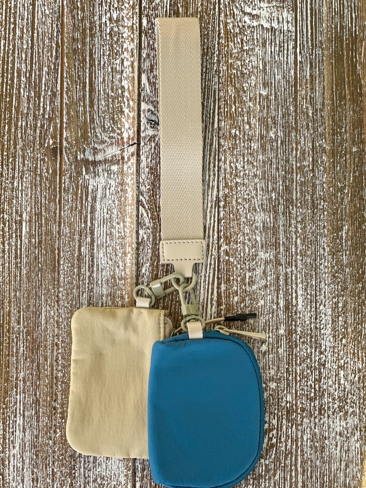 Dana's Dual Pouch Wallet Keychain "Tan-Teal"