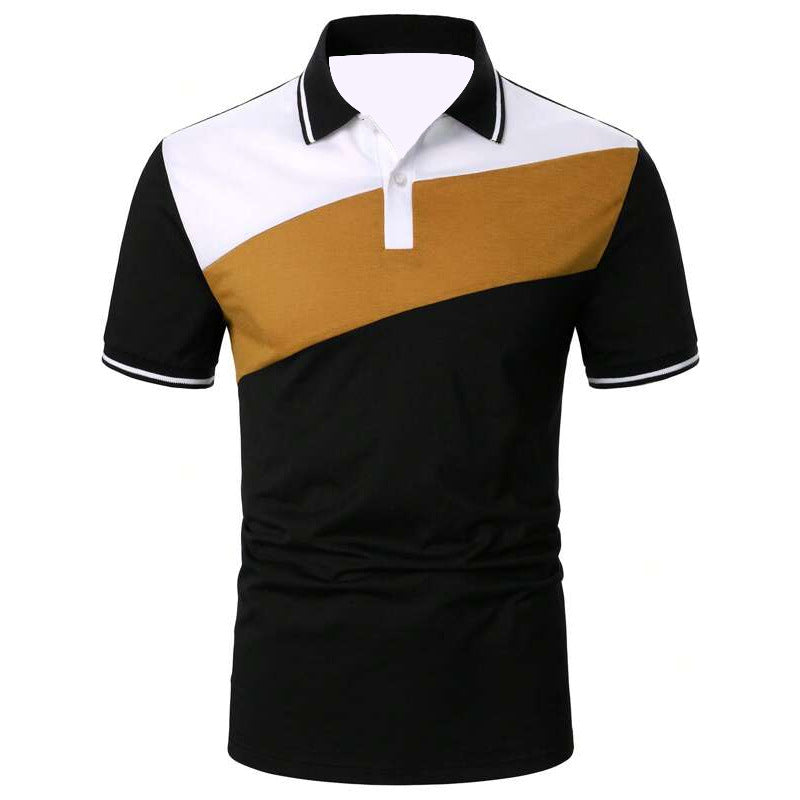 Men's Patchwork Modern Polo Shirts Brand Design Tops Business And Casual Tops Mens Binding Tunic Tops Connects Body Men's Tops Shirts