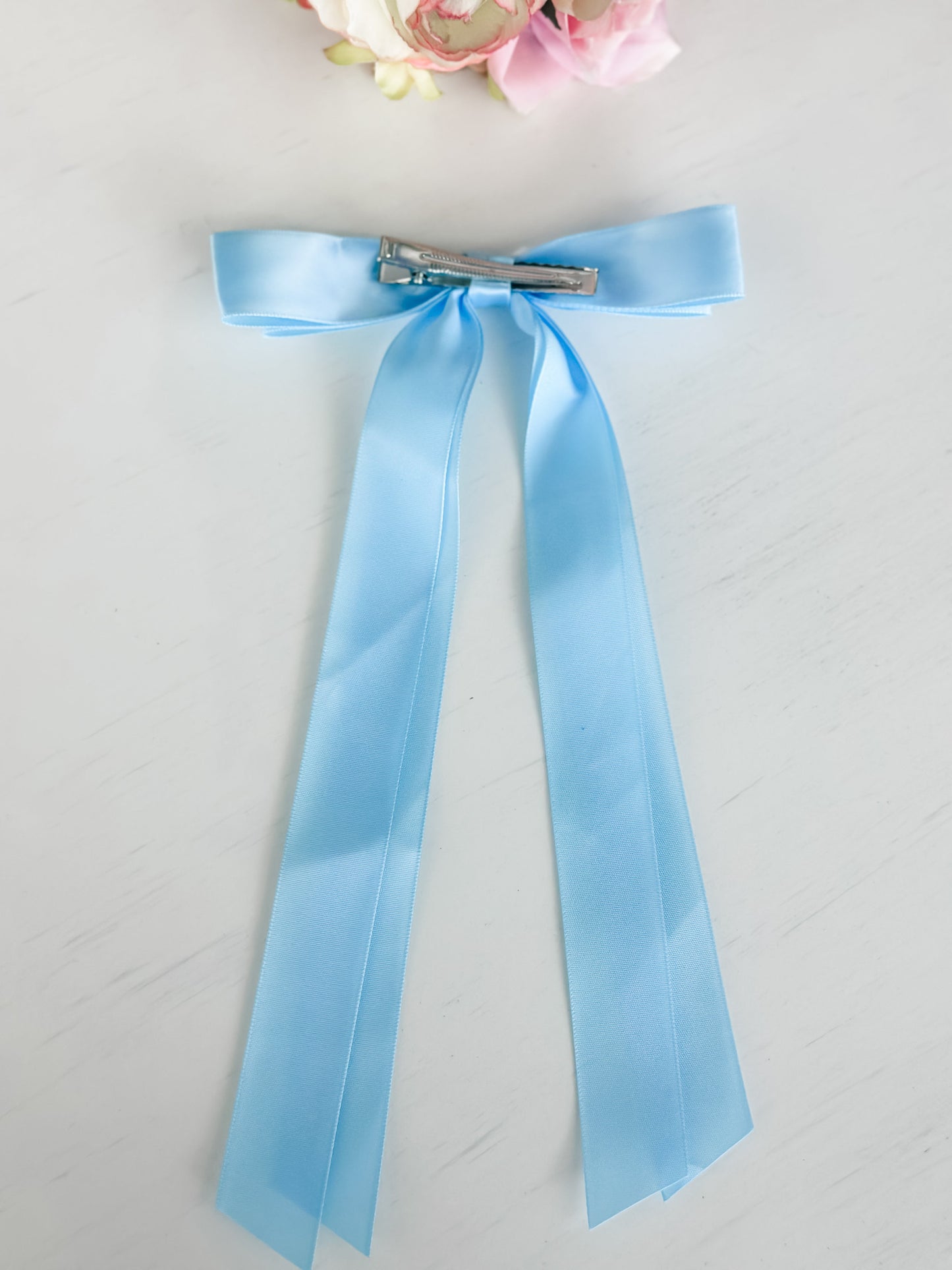 Classic Satin Bow With Clip "Blue"