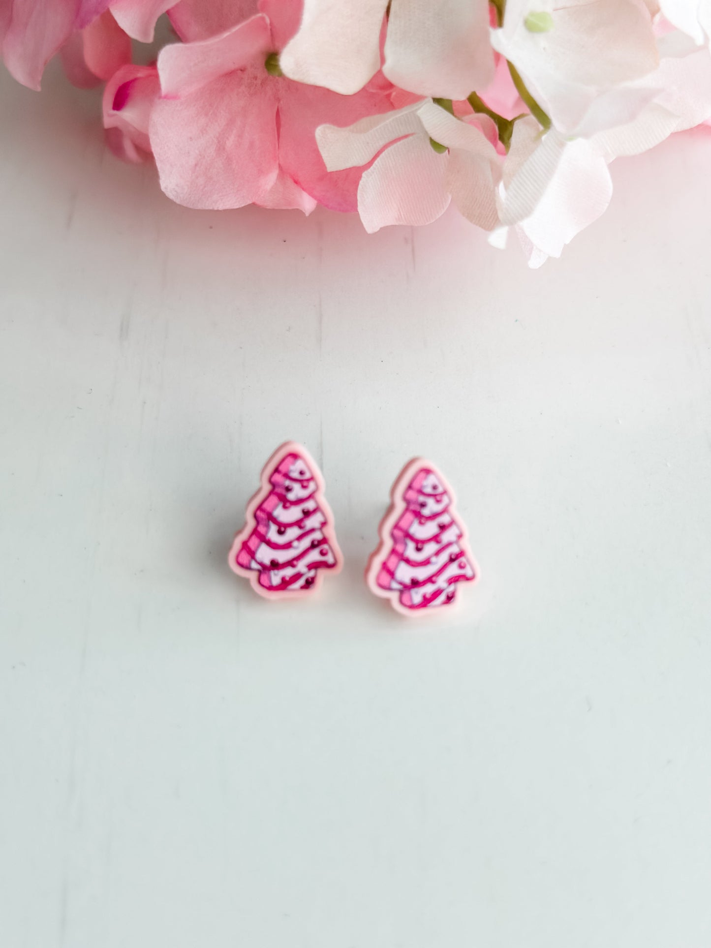 "Pink Christmas Tree" Studs