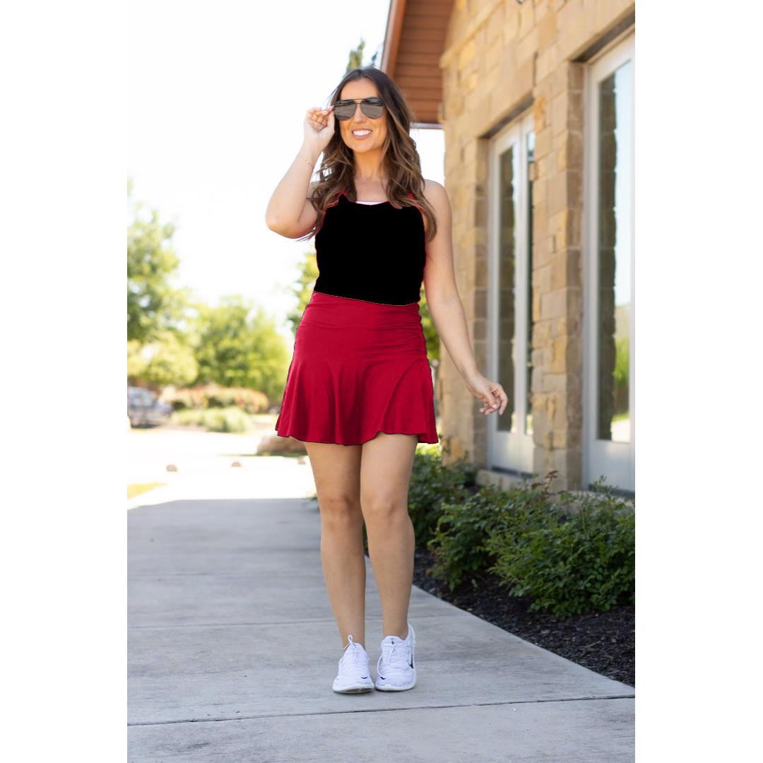 Julia Rose The RaeLynn red skort women’s skort with built-in shorts