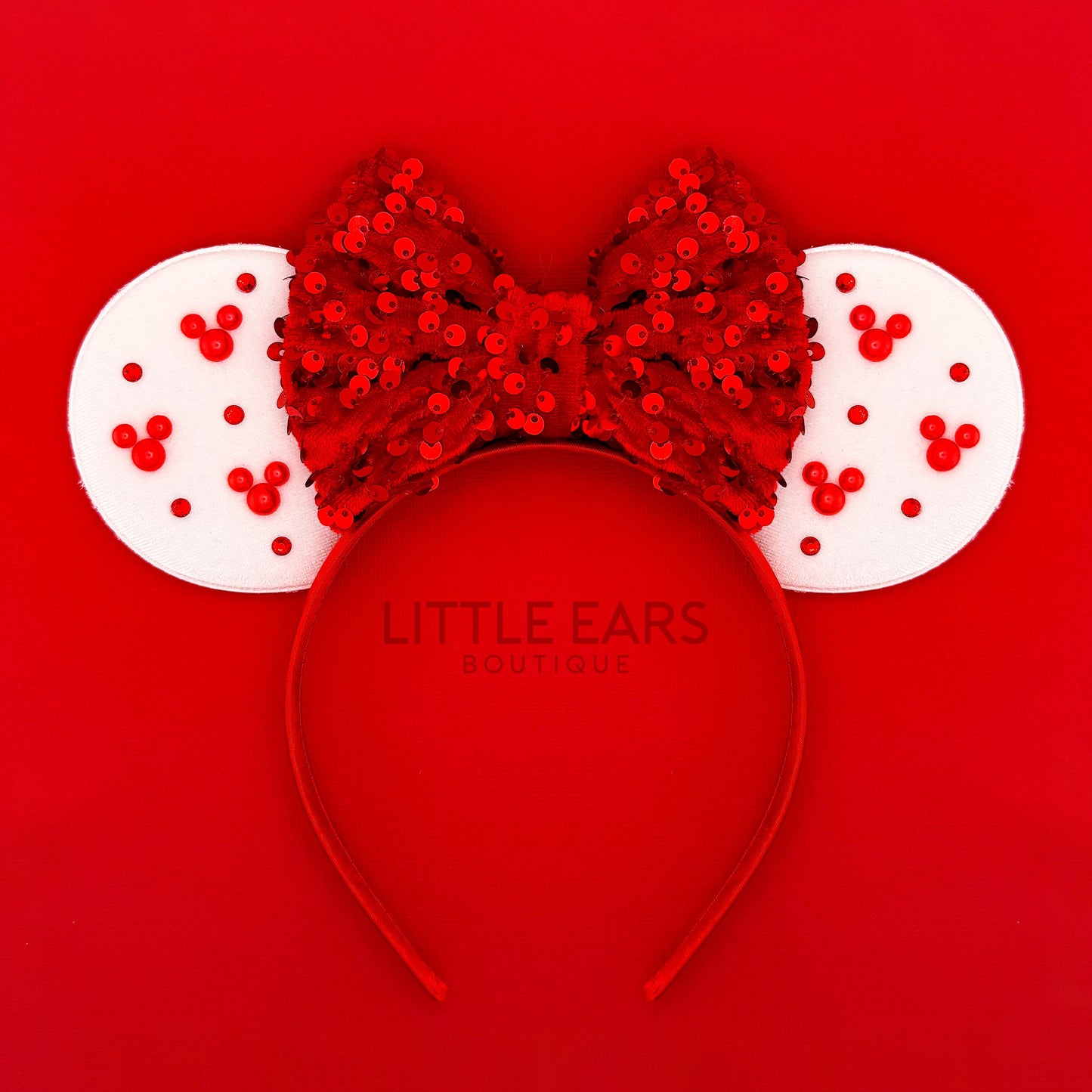 White Velvet Christmas Mickey Ears