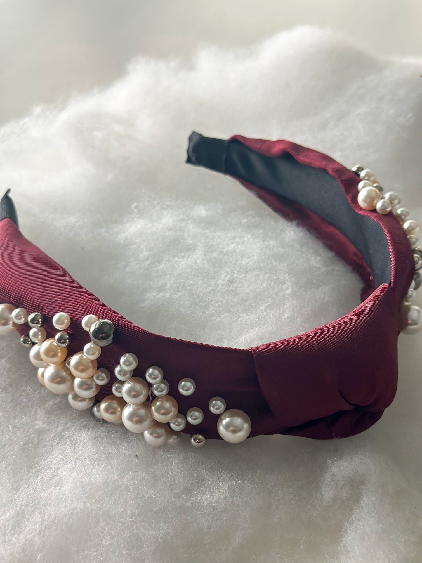 Piper Pearl Knot Headband "Burgundy"