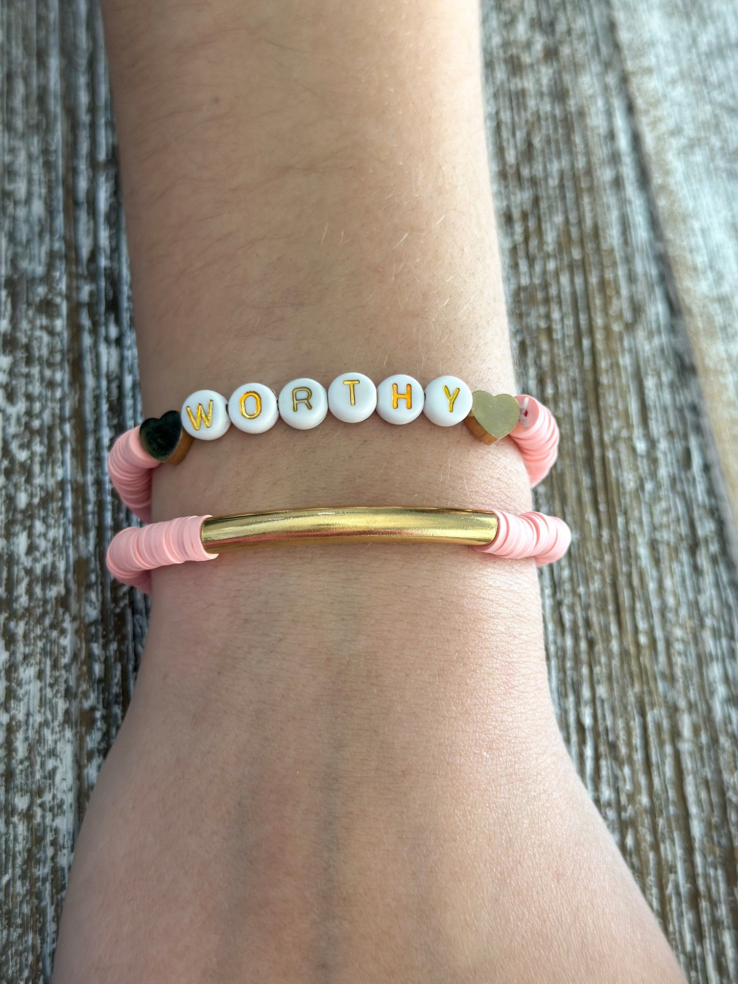 Heishi Bracelet Set "Worthy" Light Mauve