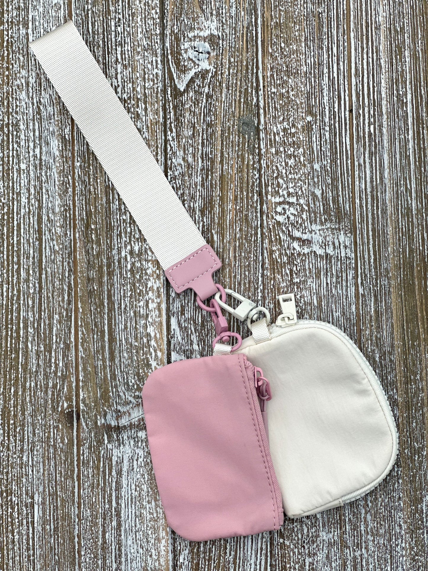 Dana's Dual Pouch Wallet Keychain "Pink-Ivory"