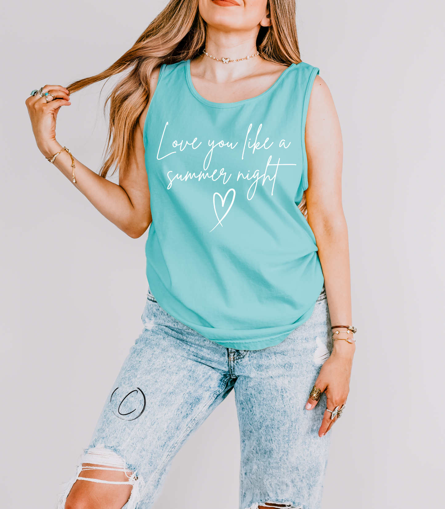 Love You Summer Night Graphic Tank Top