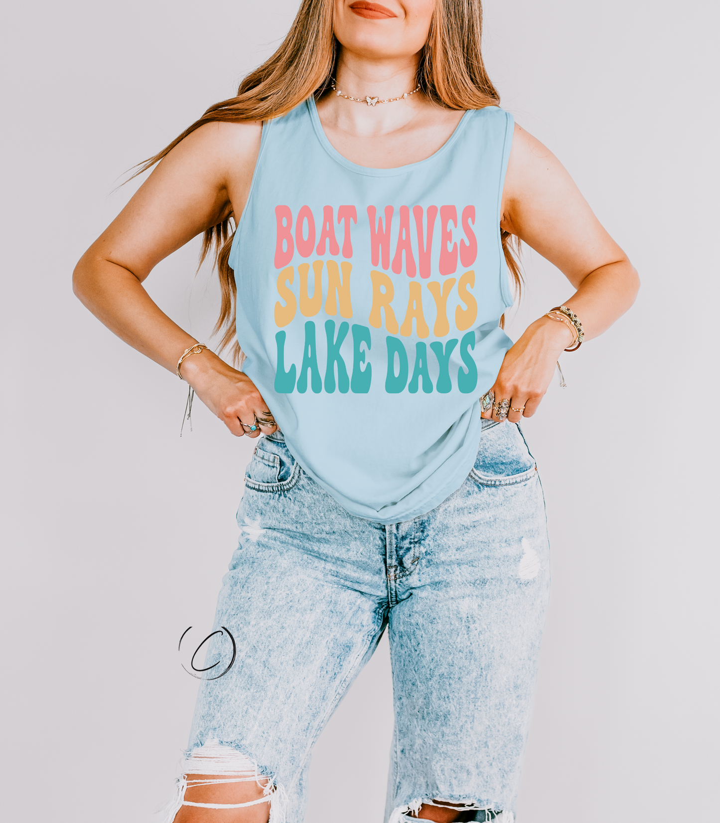 Boat Waves Graphic Tank Top