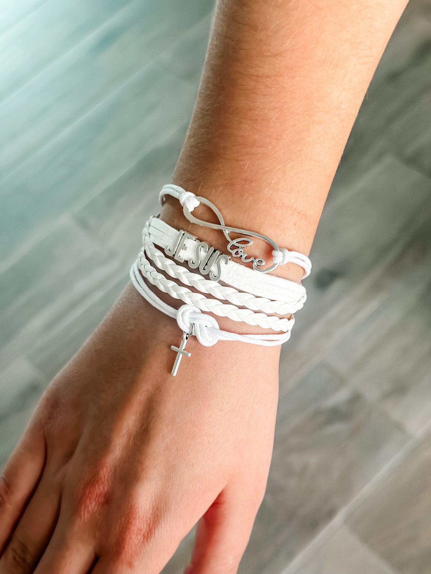 Jesus Infinity Wrap Bracelet "White"