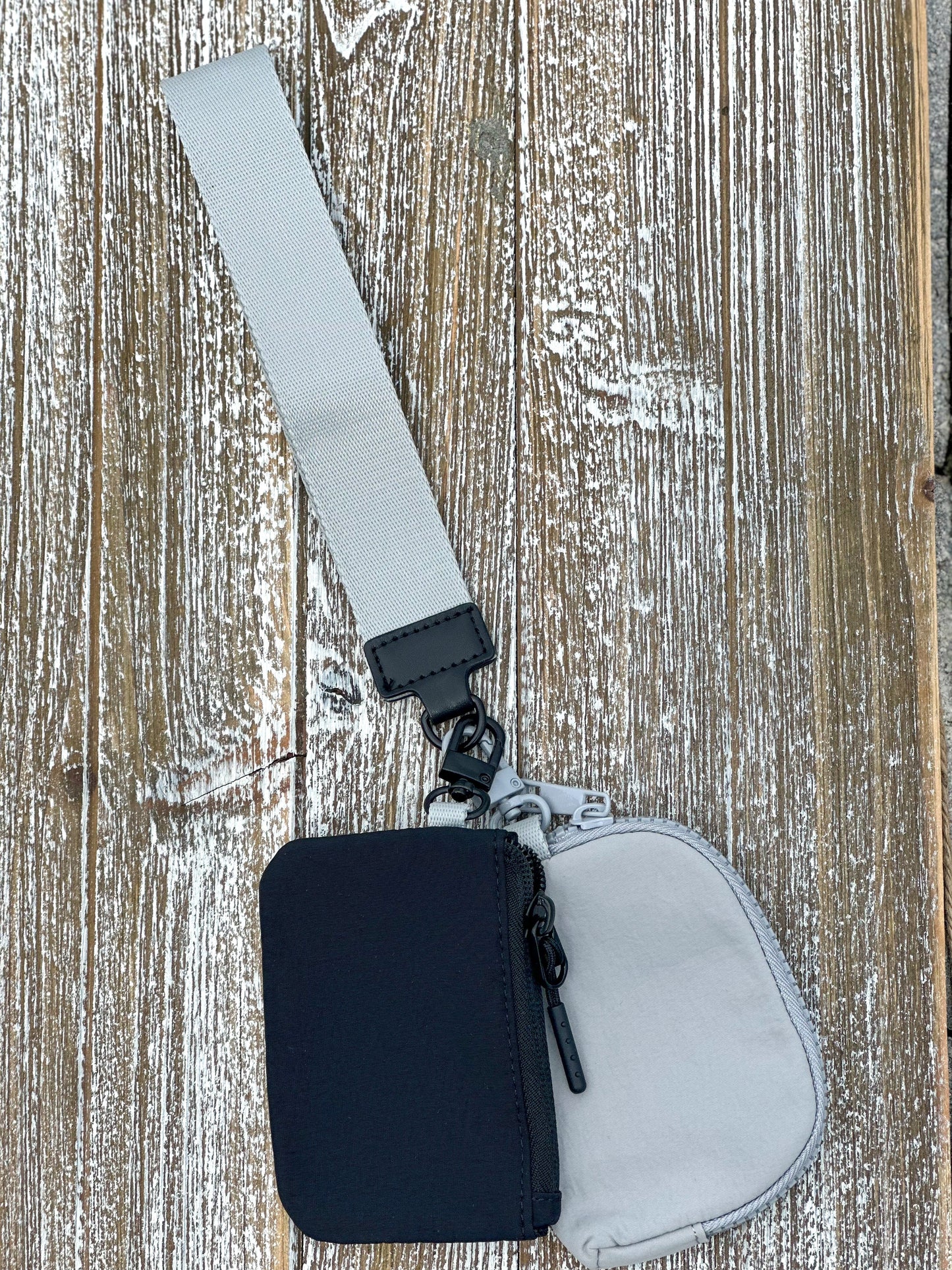 Dana's Dual Pouch Wristlet Keychain "Black-Gray"