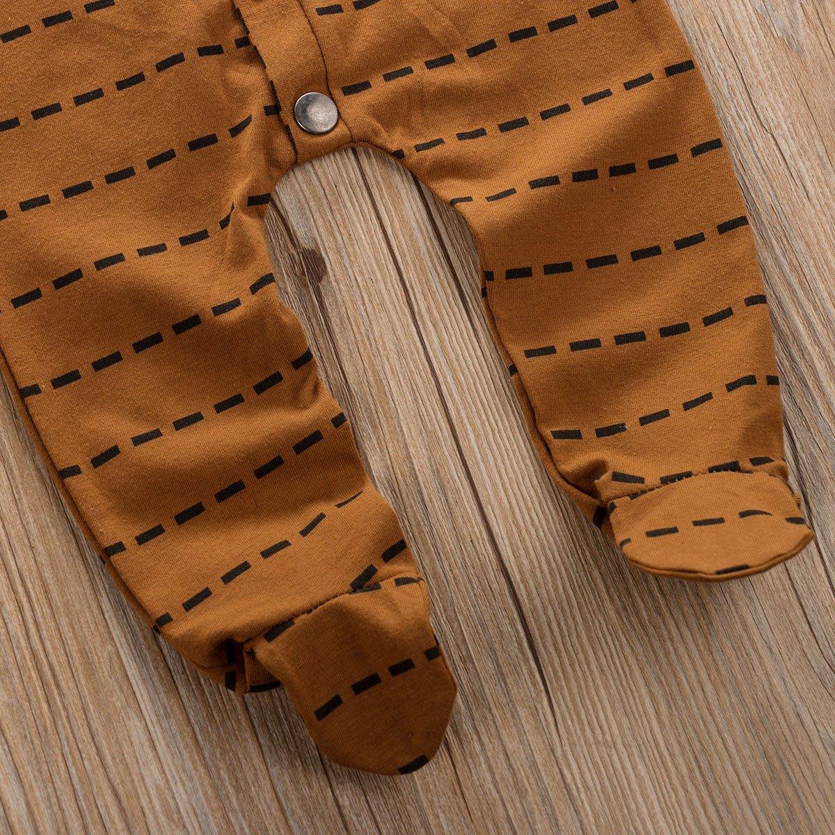 Newborn Infant Baby Girl and Boy Long Sleeve Romper Wrap Foot Jumpsuit For Baby In Brown Design