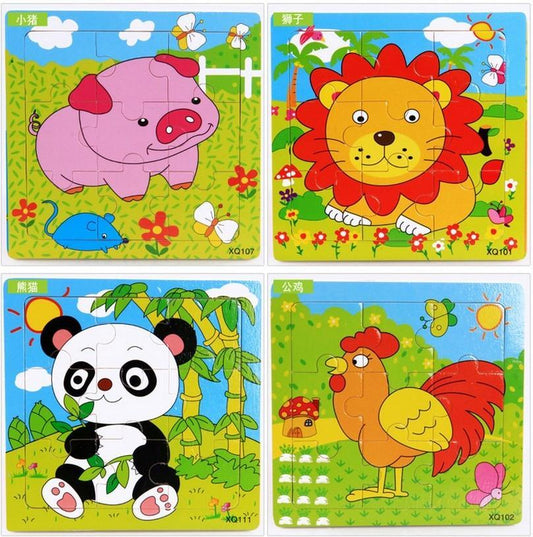 1 Pcs Animal Wooden Puzzles For Children In Wooden 3D Mosaic Puzzles Kids Educational Toys Design For Baby Birthday Gifts