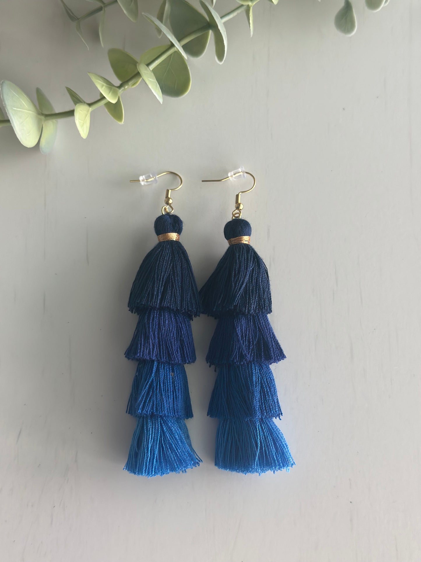 Free Fall Tassel Earrings "Blues"