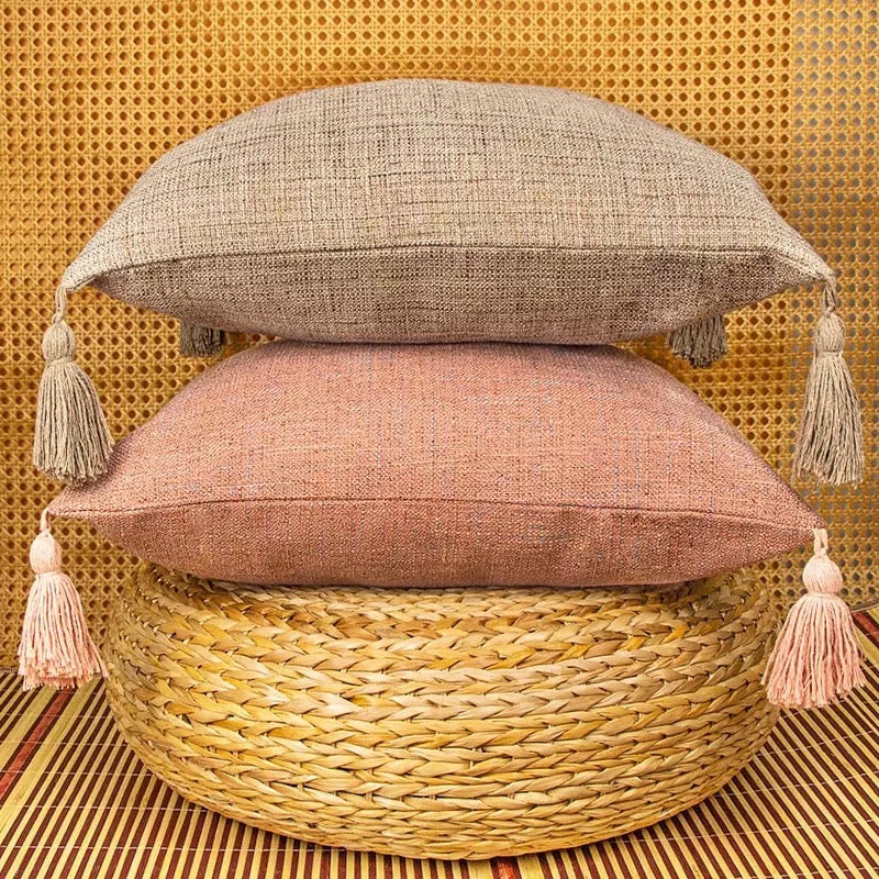 Tassel Pillow Cases Cotton Linen