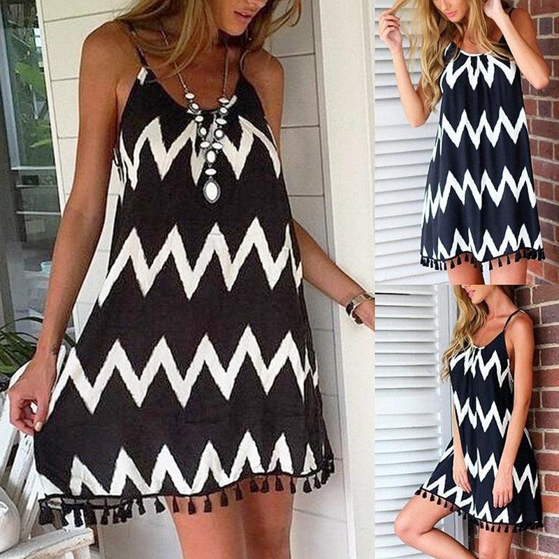 Beach Cover Ups Stripe Bikini Cover Up For Women With Tassel Summer Beach Dress Women Summer Casual Swing T Shirt Dresses Beach Cover Up Loose Dress Ladies Swimsuit Plus Size Beachwear