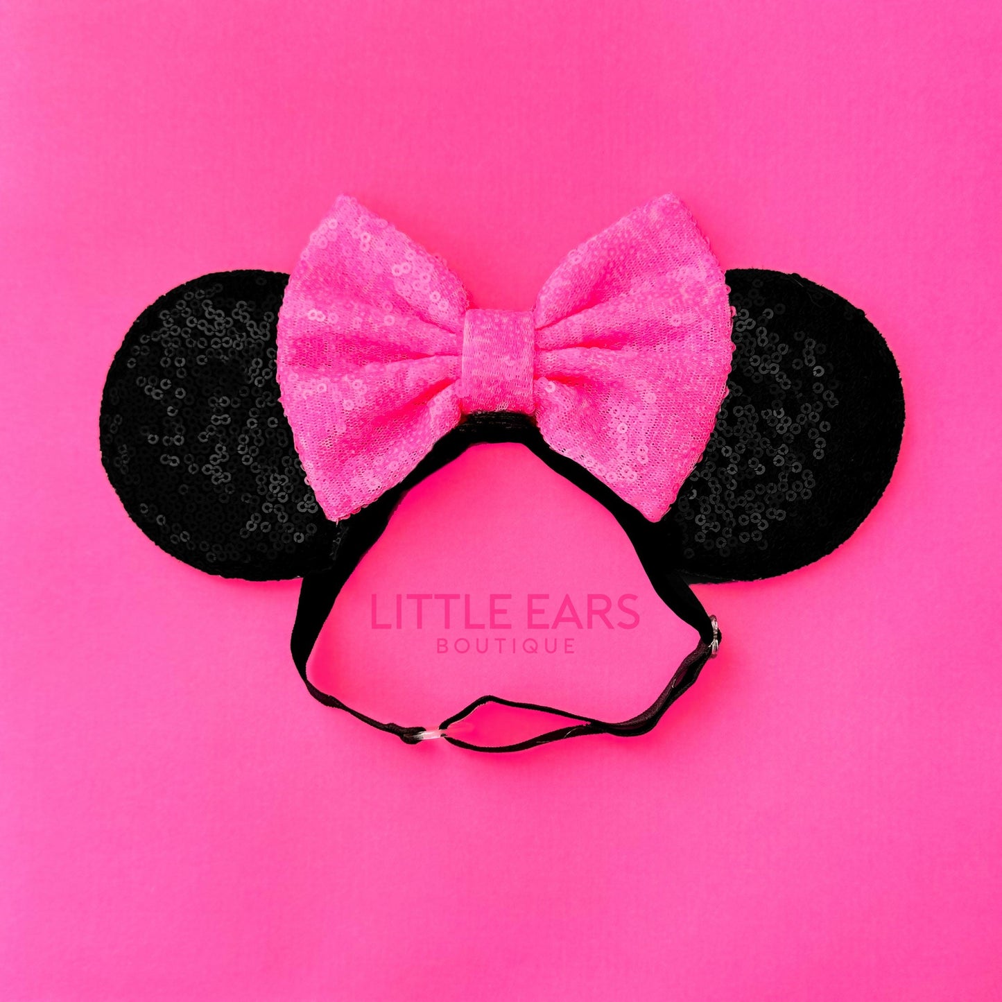Black & Hot Pink Elastic Mickey Ears