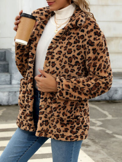 Beautiful Red Women Drop Shoulder Fuzzy Button-Up Jacket Soft And Comfortable Casual Fit Jacket