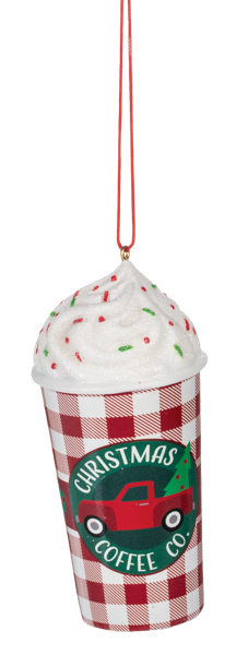 Cozy Coffee Plaid Latte Ornament