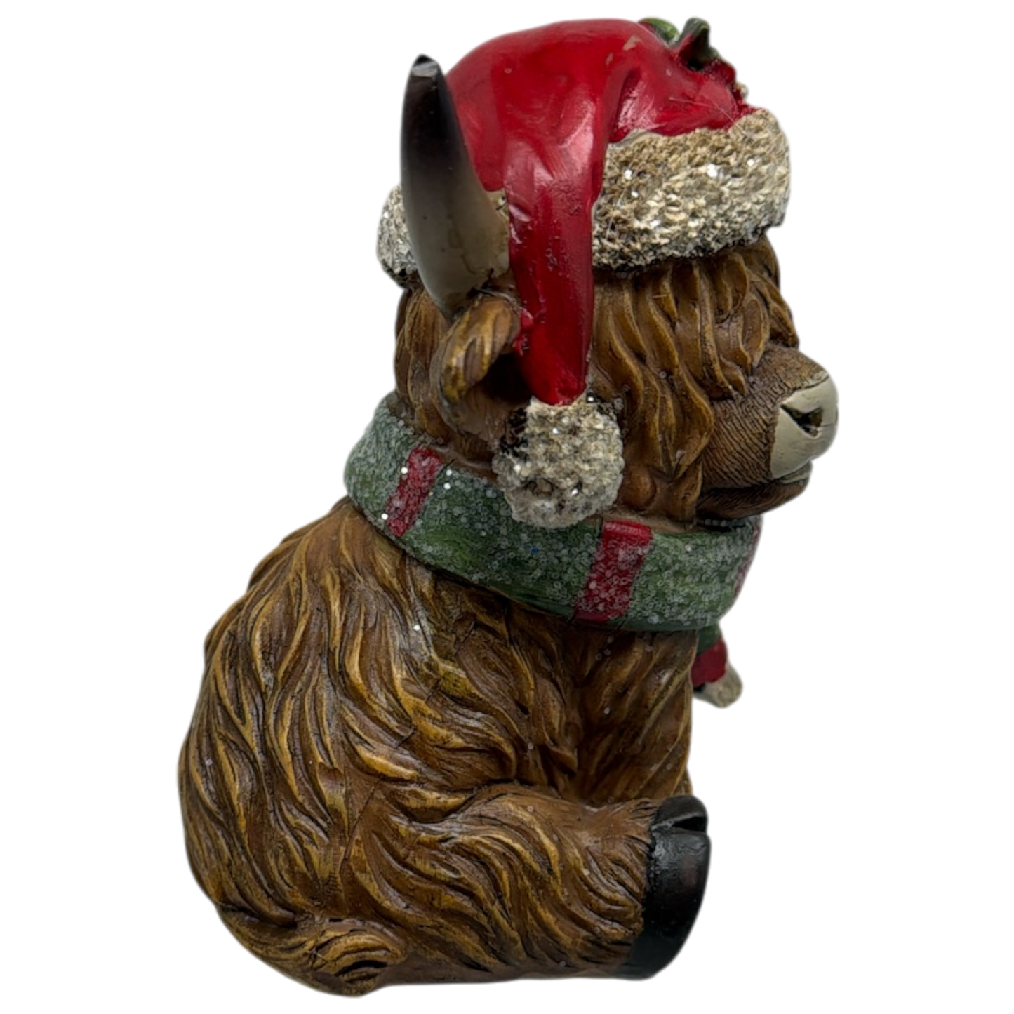 Resin Holiday Highland Cow - Green Scarf