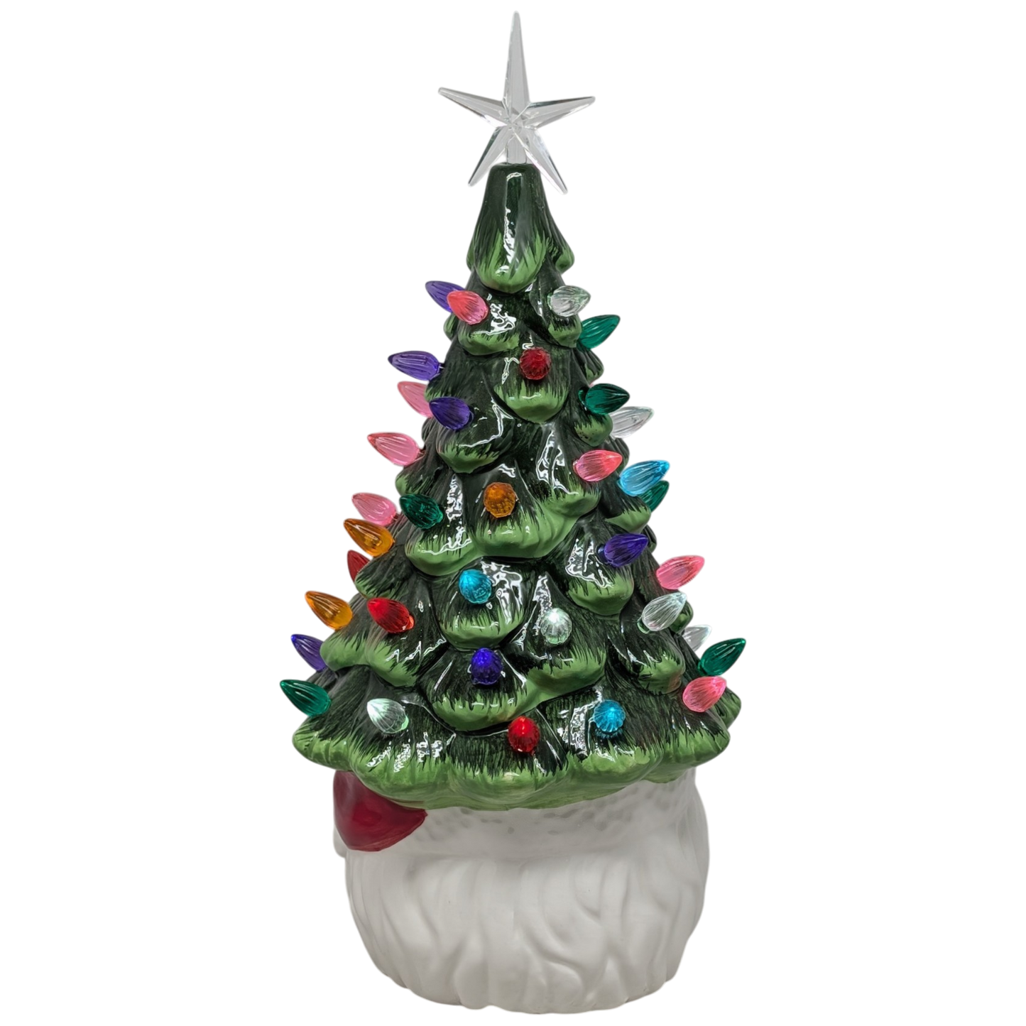 Santa Ceramic Christmas Tree Lighted With Timer