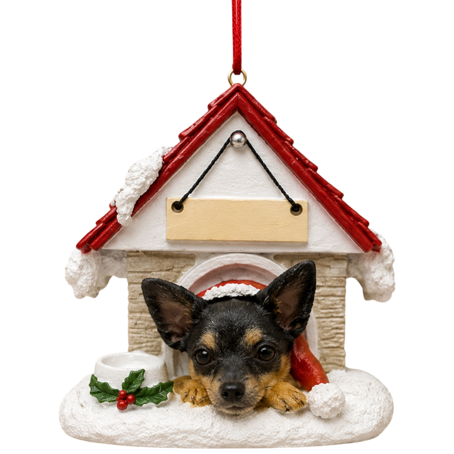 Ceramic Doghouse Ornament - Chihuahua Black