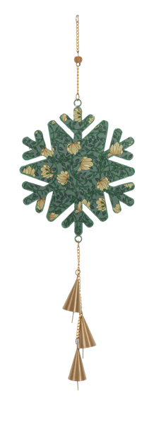 Oversized Snowflake Bell Ornament - Teal Gold