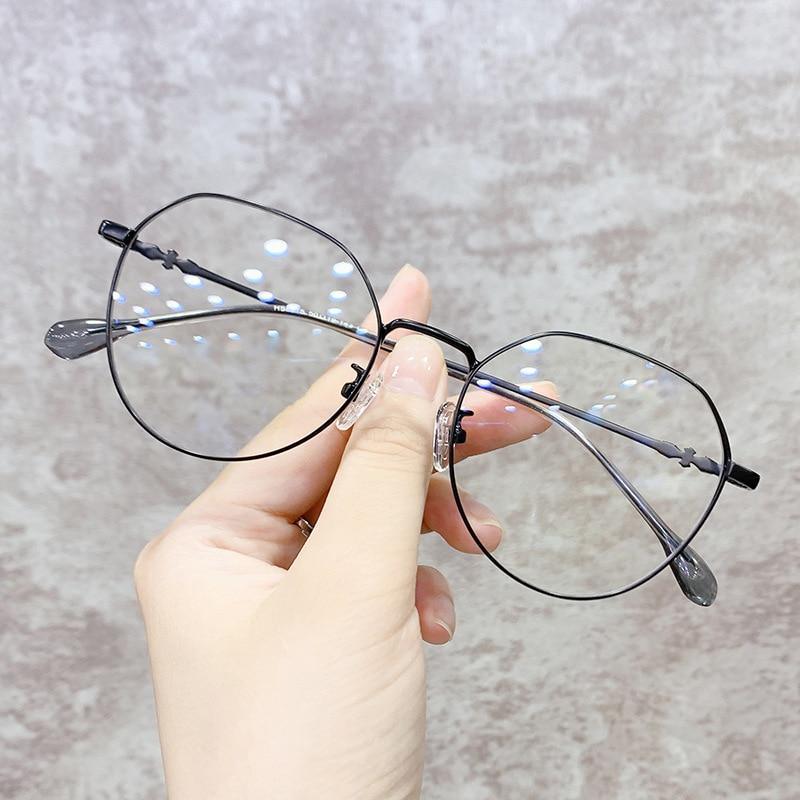 Hexagonal Eyeglasses Frame Anti Blue Ray Glasses Black Stylish Attraction Anti Blue Light Blocking Glasses For Men & Women Computer Radiation Protection Goggle Clear Lens Eyeglasses Plain Mirror For Unisex Eyewear