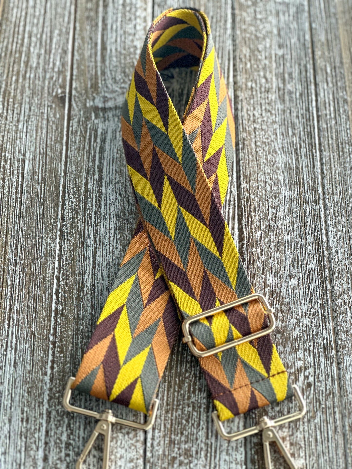 Crossbody Guitar Strap "Geometric Mustard"