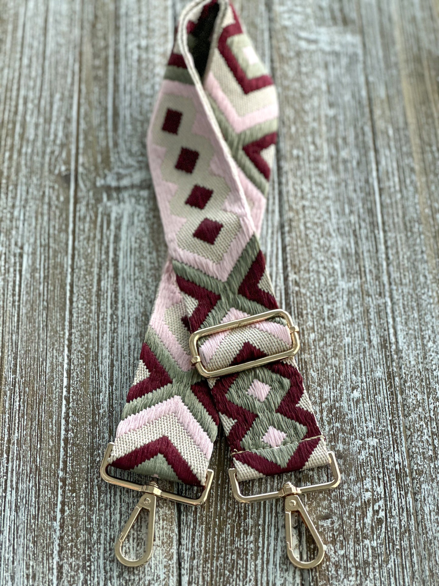 Crossbody Purse Strap "Mauve Diamond"