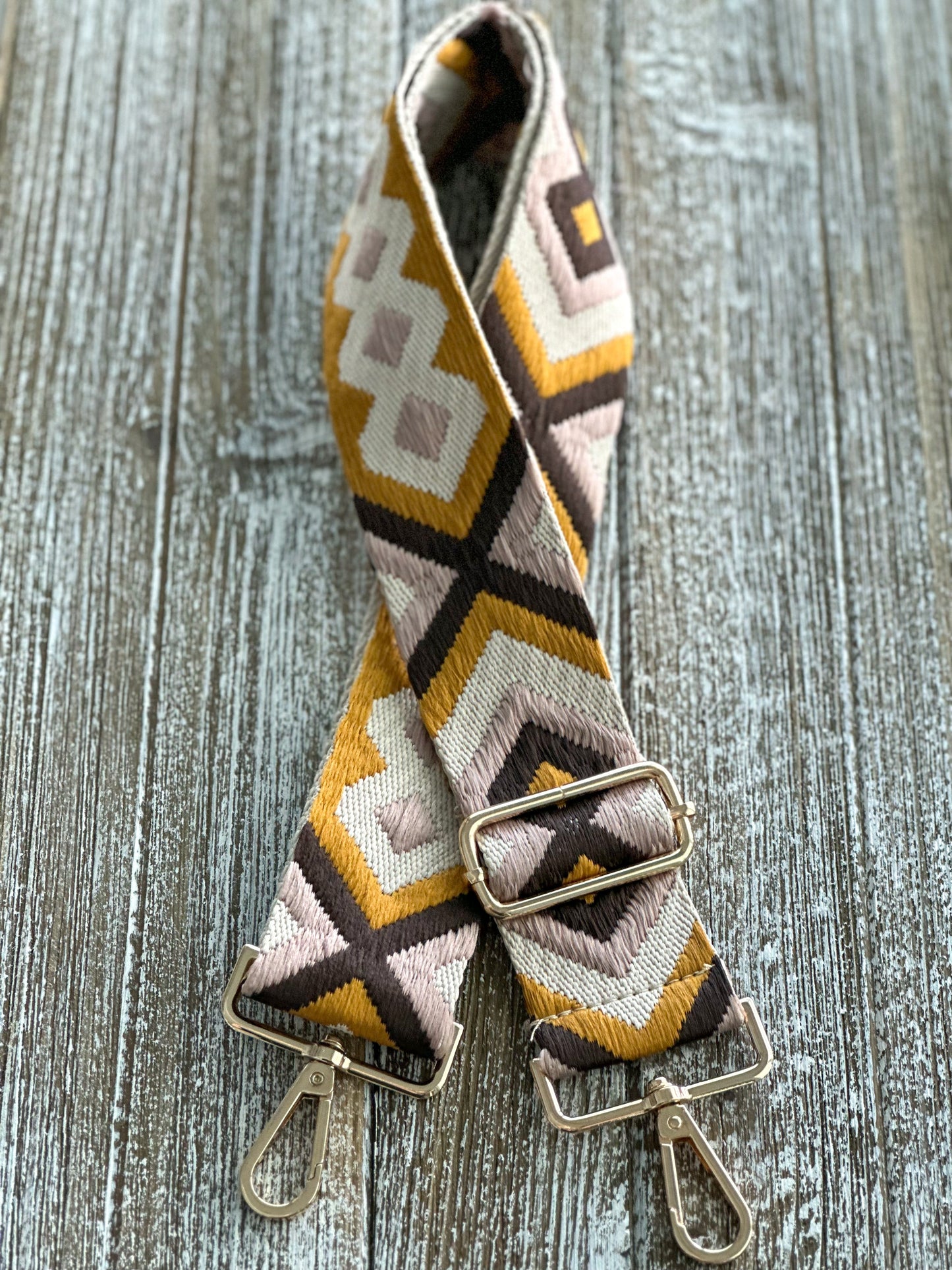 Crossbody Purse Strap "Mustard Diamond"m