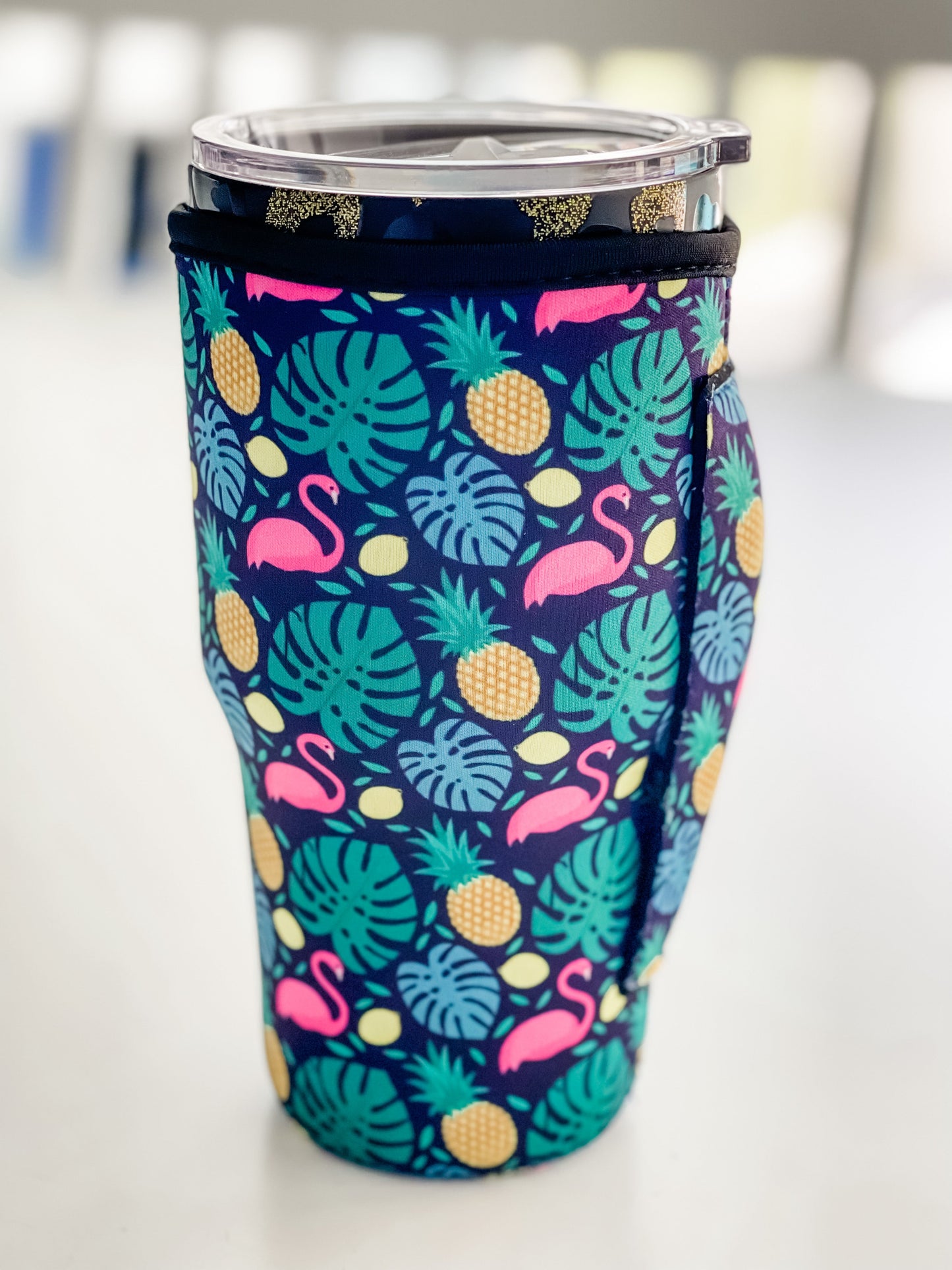 Tumbler Sleeve With Handle "Tropical"