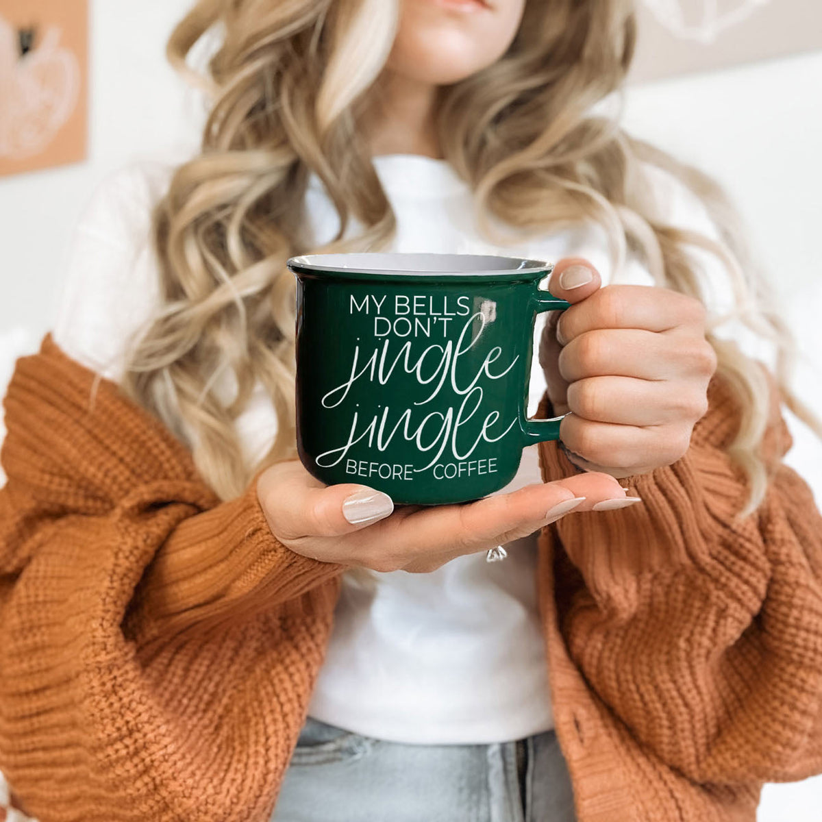 Christmas green coffee mug with sarcastic holiday quote
Green Christmas coffee cup for festive kitchen decor