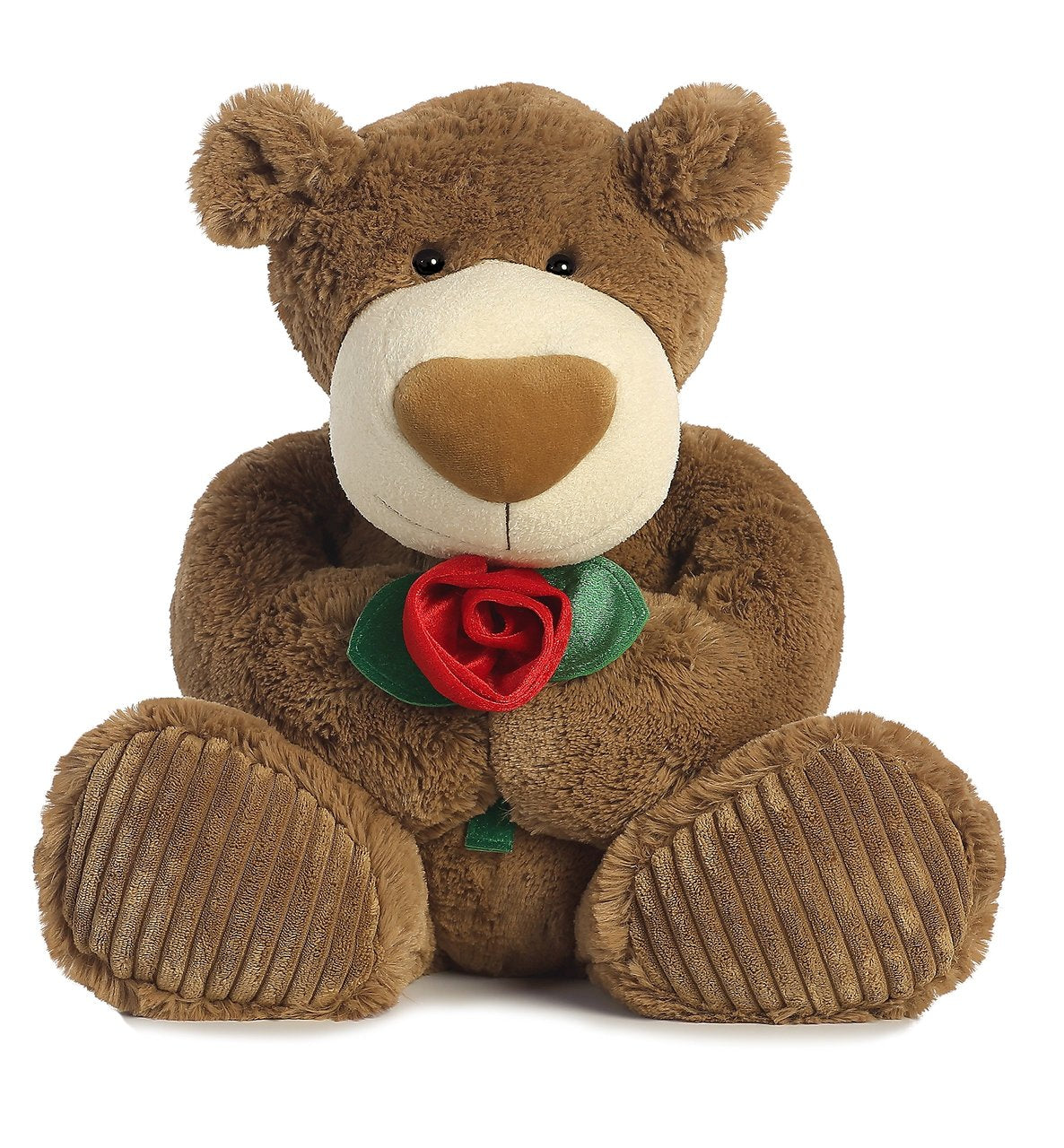 Aurora Mocha Latte Teddy Bear With Flower - 20 Inch