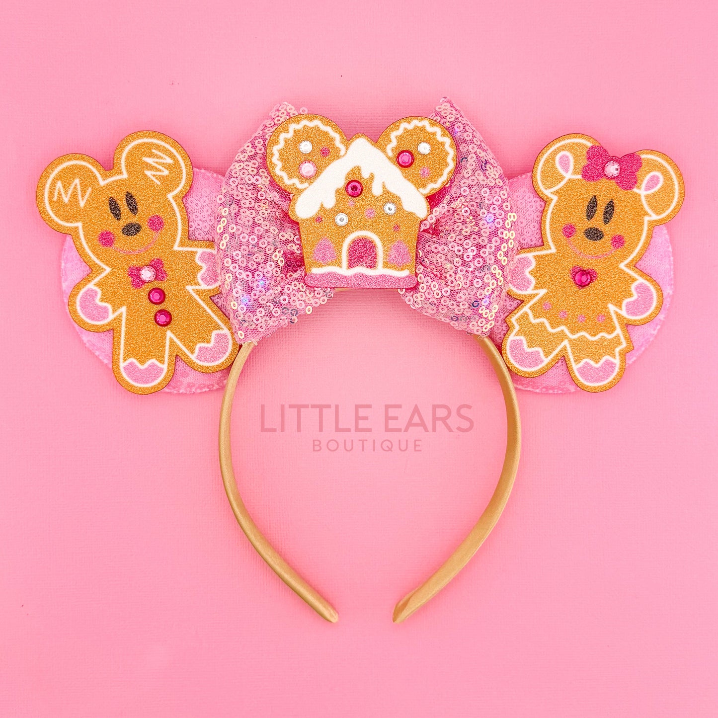 Light Up Pink Ginger Christmas Ears