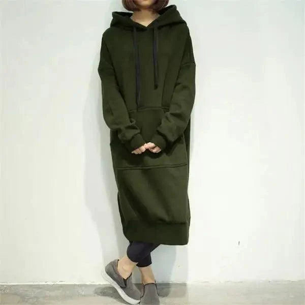 Modern Women Long Hoodies Autumn Winter Loose Hooded Sweatshirts Casual Oversized Sweatshirt Baggy Pullovers Dress Plus Size Super Soft Pullover Oversize Sweatshirt With Pocket