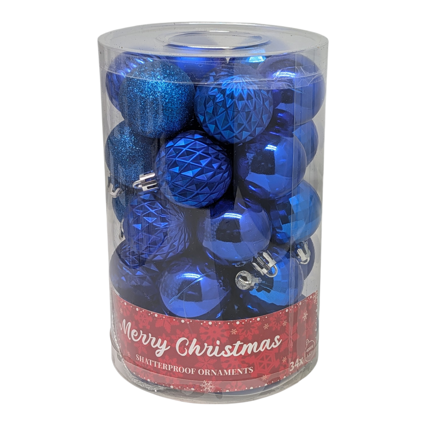 Ball Watch Shatterproof 40mm Ornaments - Set of 34 - Blue