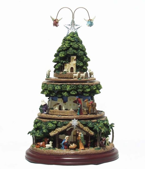 Roman Musical 15 inch Led Nativity Tree Triple Rotation