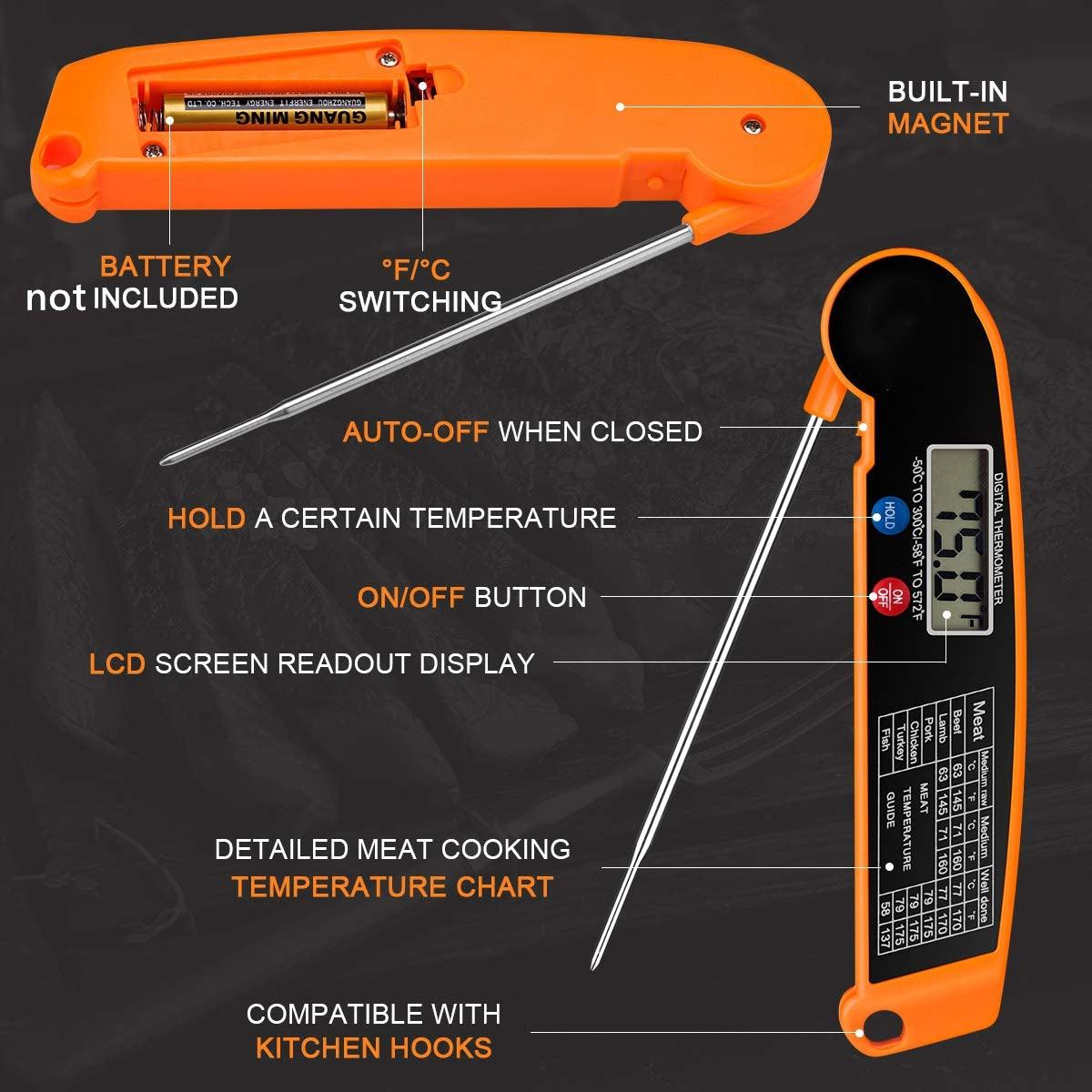 New Digital Kitchen Food Thermometer For Meat Water Milk Cooking Food Probe BBQ Electronic Oven Thermometer Food Thermometer Waterproof Probe With Backlit Sensing Kitchen Cooking Food Thermometer For Meat Water Milk Cooking Food BBQ Kitchen Tools