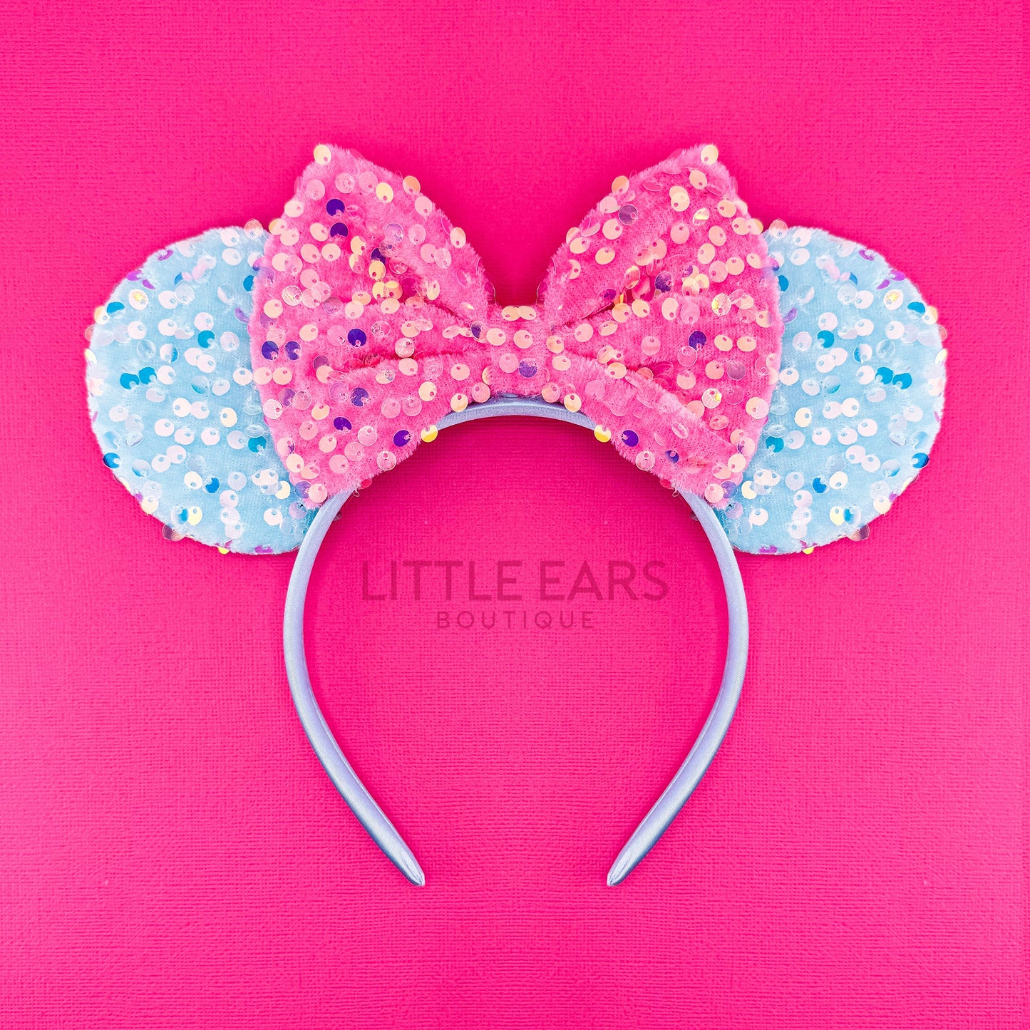 Hot Pink & Blue Sequin Mickey Ears