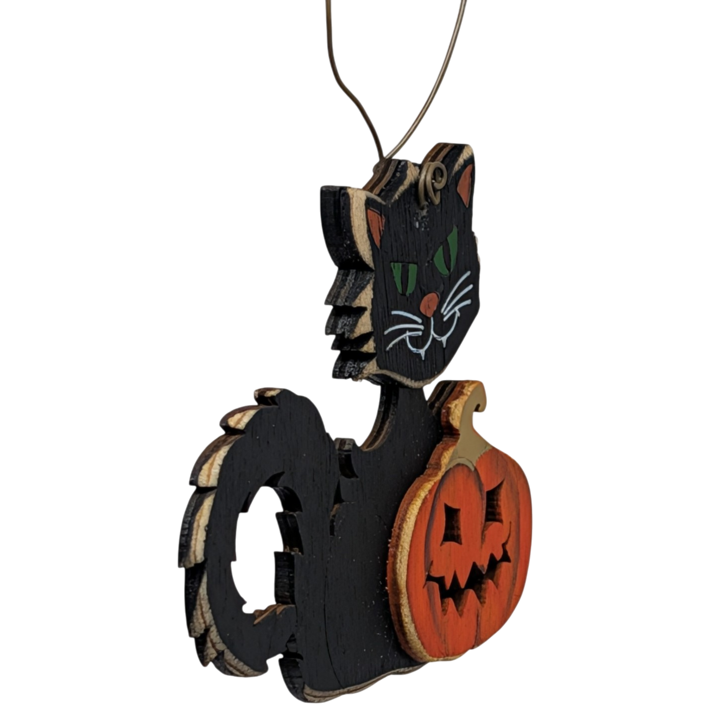 The Mischievous Black Cat Wooden Ornament
