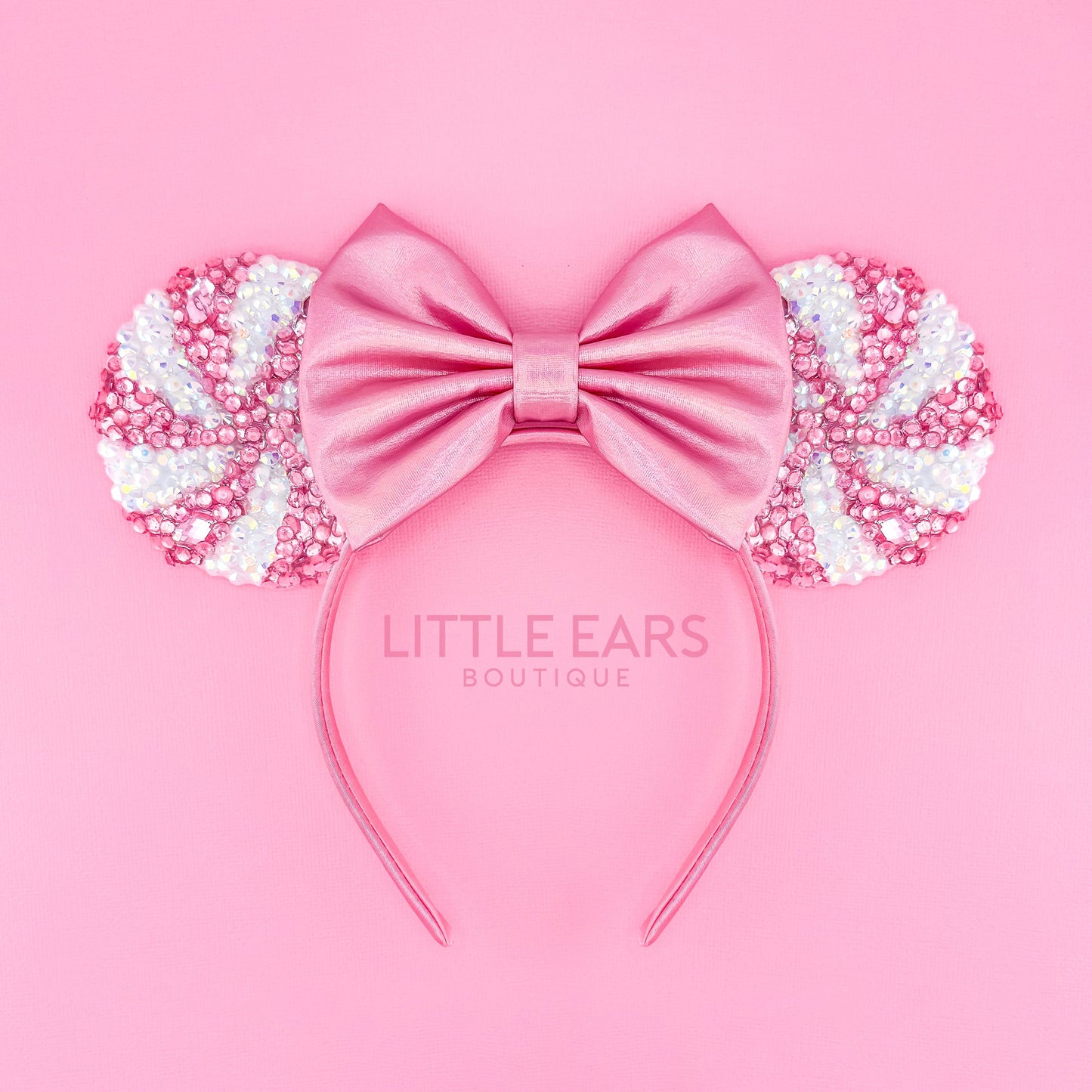 Pink Candycane Sparkle Mickey Ears