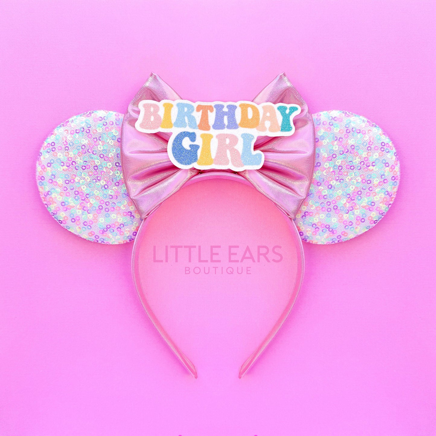 Pink Confetti Birthday Mickey Ears