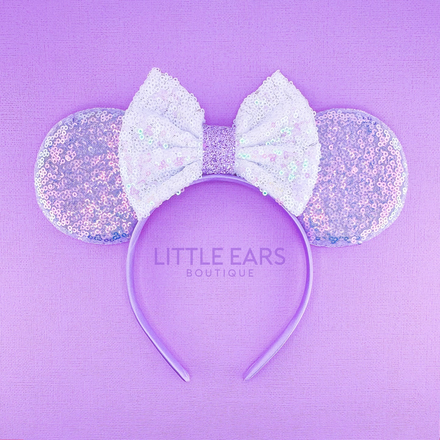 Purple & White Bow Iridescent Mickey Ears