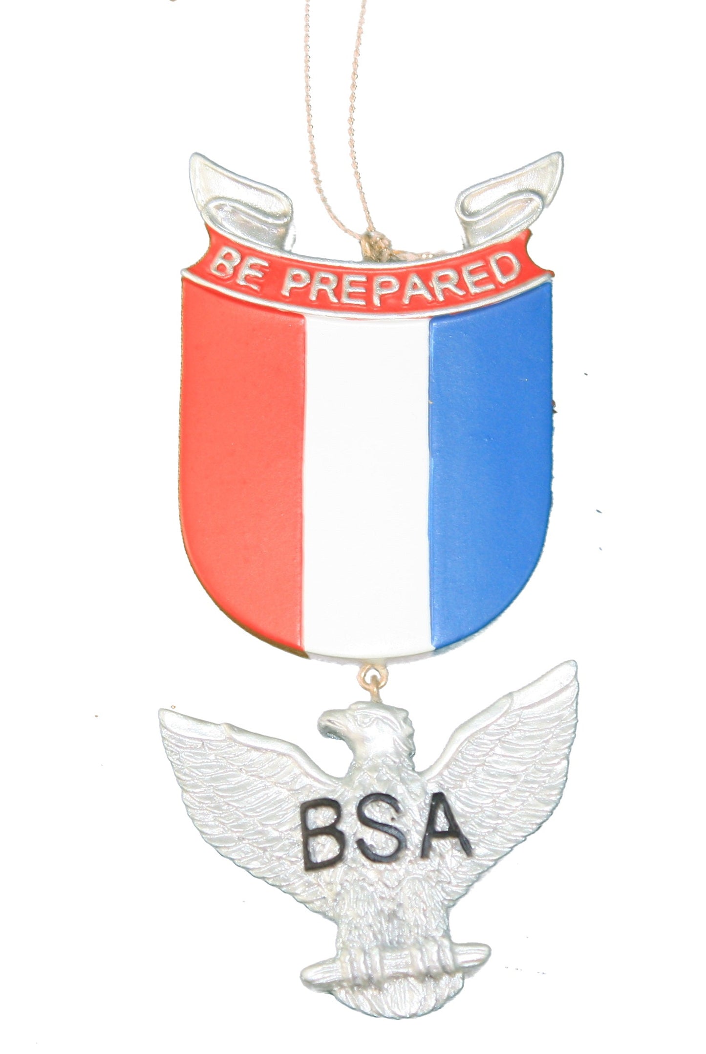 Boy Scout Be Prepared Shield Ornament - Ribbon