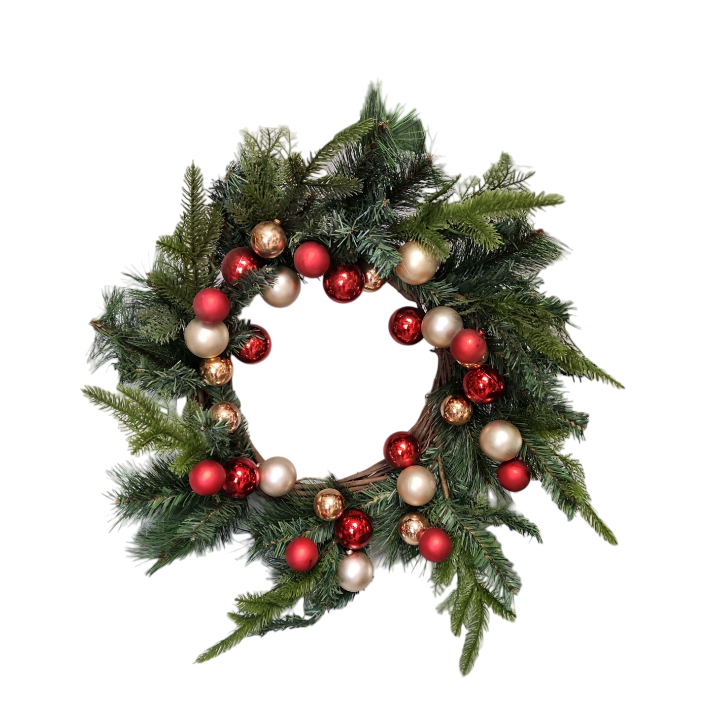 Pine Wreath with Ornaments - 22 Inch