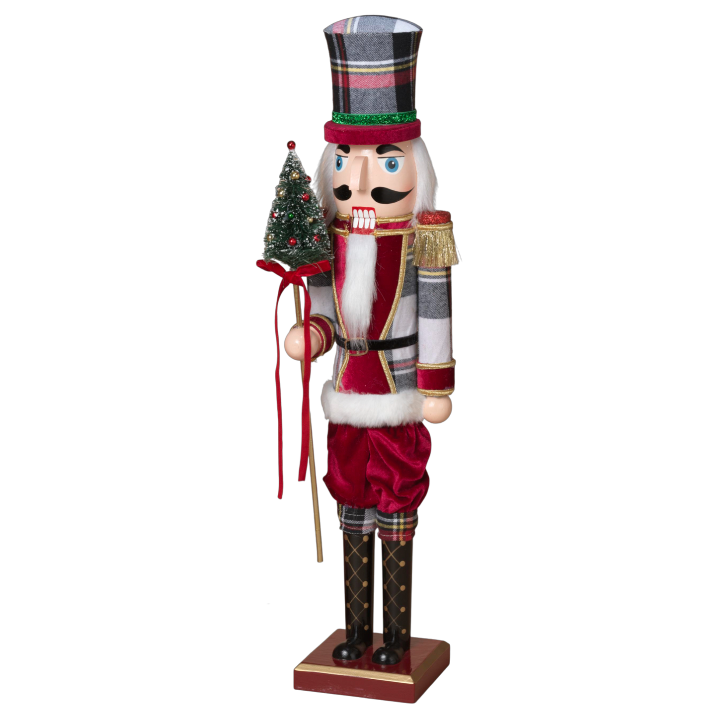 Plaid Hat Nutcracker with Tree – 2 Feet Tall