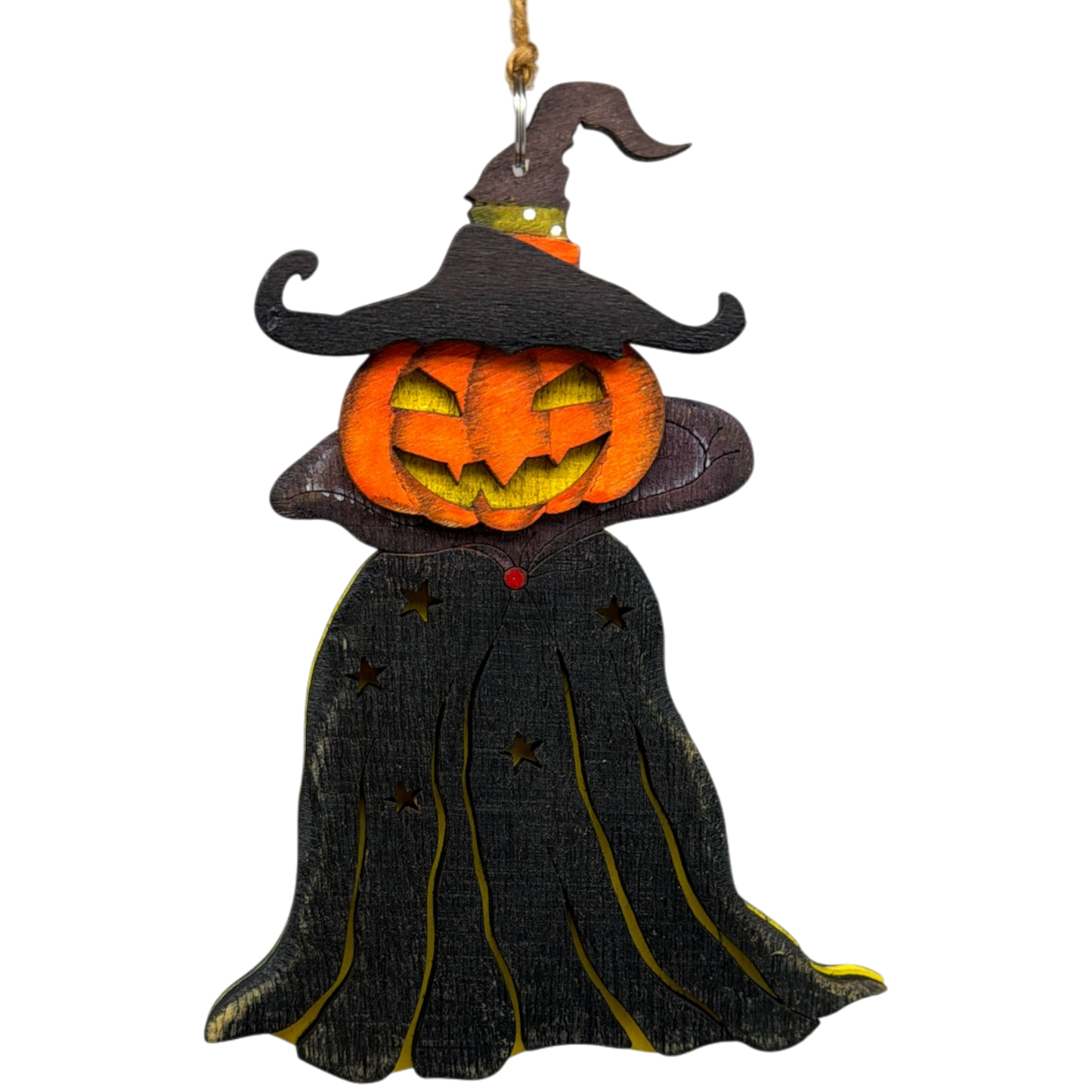 Witchy Jack O Lantern Wooden Ornament
