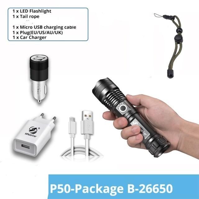 Rechargeable LED Flashlights Waterproof Hnadheld Super Bright High Lumens Zoomable Powerful Lamp Bead Flashlight Torch For Outdoor & Indoor Camping Running Fishing Hiking Lamp