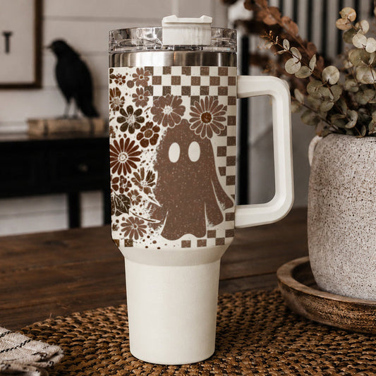 Vintage Halloween tumbler with skull ghost and flowers
Retro spooky tumbler with ghost skull and checkerboard design
40oz Halloween cup with skull ghost florals and checks
Spooky cute tumbler with retro ghost and skull artwork
Halloween skull tumbler with ghost and floral design
Ghost and skull tumbler for spooky season drinks