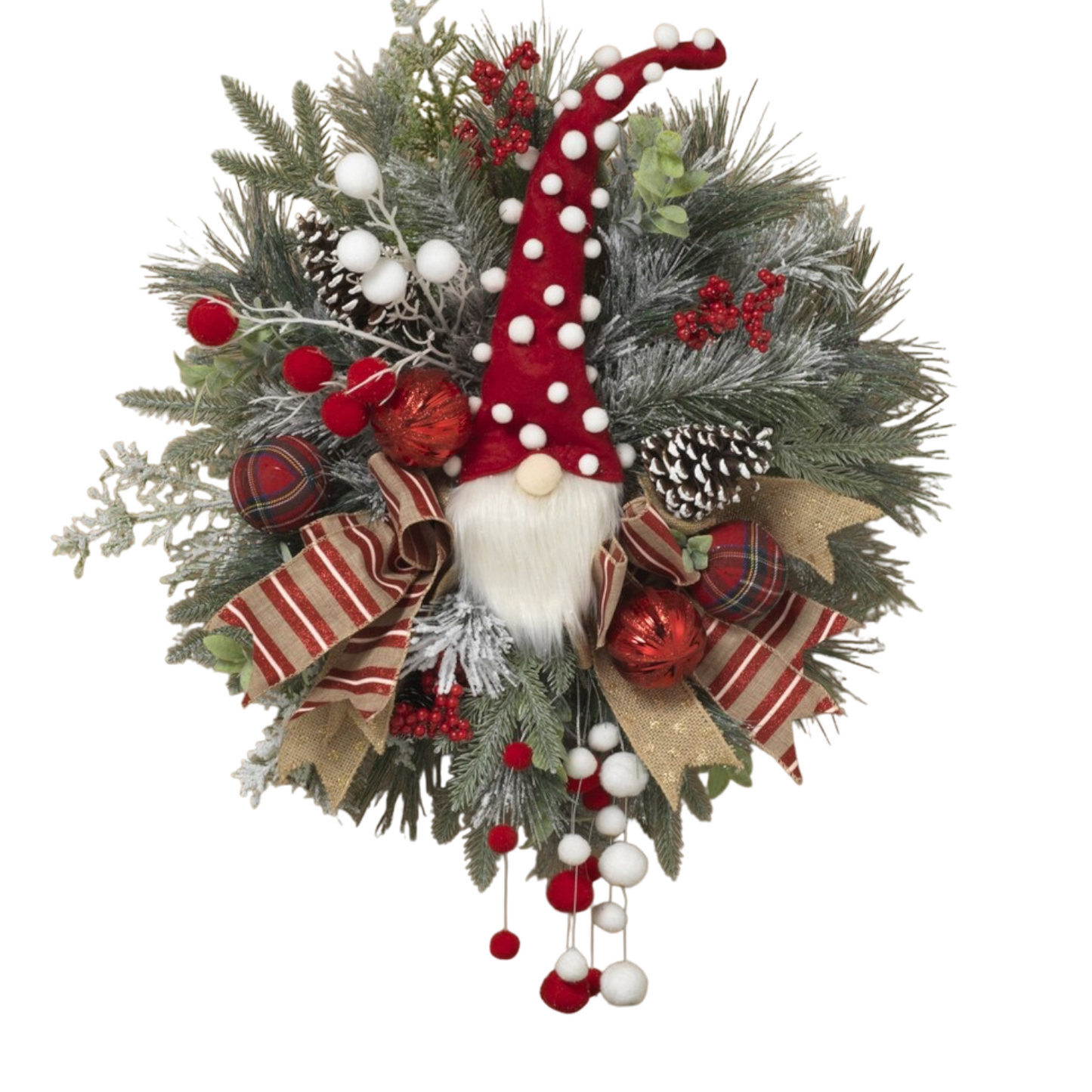 Gnome Pinecone Holiday Wreath